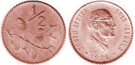 монета ЮАР 1/2 цента 1976