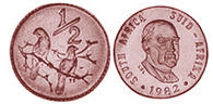 монета ЮАР 1/2 цента 1982