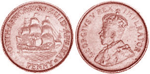 монета Южная Африка 1/2 пенни 1930