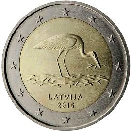 монета 2 евро 2015 Latvia_Stork монета 2 евро 2015 Latvia_Stork