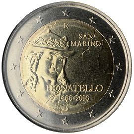 монета 2 евро 2016 san_marino_donatello монета 2 евро 2016 san_marino_donatello