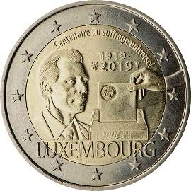 монета 2 евро 2019 lu_100anni_uni_suffrage монета 2 евро 2019 lu_100anni_uni_suffrage