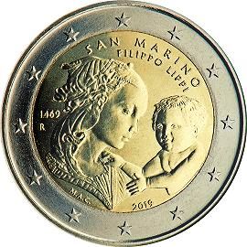монета 2 евро 2019 sm_550anniv_deathLippi монета 2 евро 2019 sm_550anniv_deathLippi