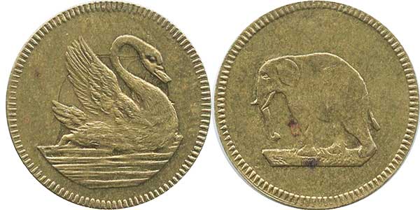 игровые жетоны Лебедь и Слон