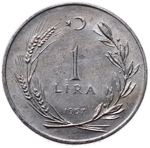1 Лира 1957 Аверс