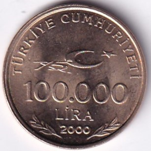 100.000 Лира 2000 Аверс