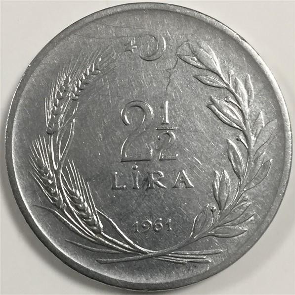 2 1/2 Лира 1961 Аверс