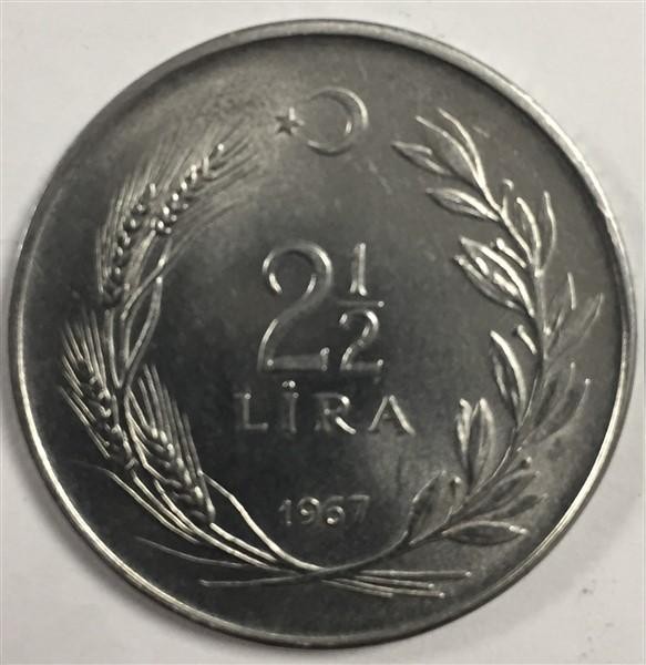 2 1/2 Лира 1967 Аверс