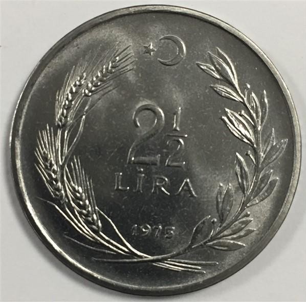 2 1/2 Лира 1975 Аверс