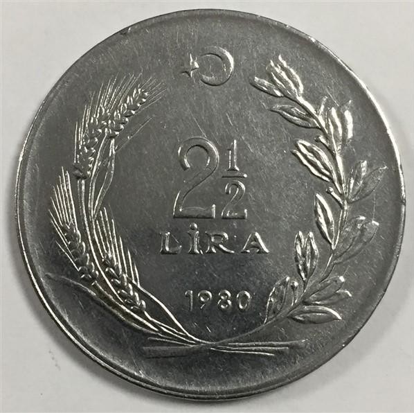 2 1/2 Лира 1980 Аверс