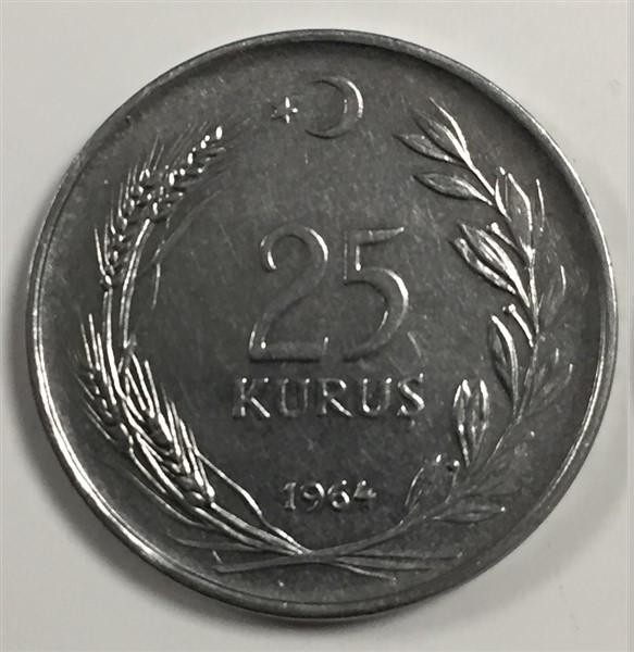 25 куруш 1964 Аверс