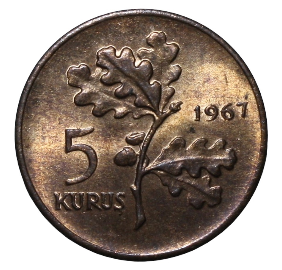 5 куруш 1967 Аверс
