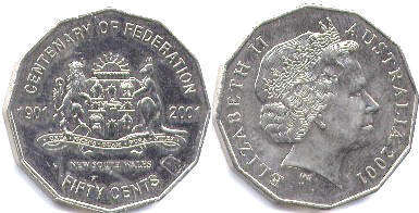 монета Австралия 50 центов 2001