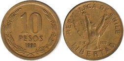 Chile 10 pesos 1990