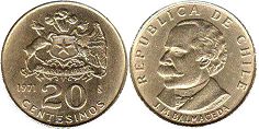 Chile 20 centesimos 1971