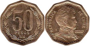 Chile 50 pesos 2010