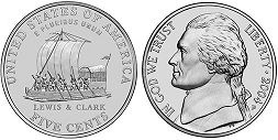 США монета 5 центов 2004