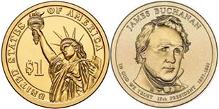 США монета 1 доллар 2010 Бьюкенен