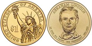 США монета 1 доллар 2010 Линкольн