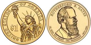 США монета 1 доллар 2011 Хейс