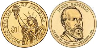 США монета 1 доллар 2011 Гарфилд