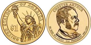 США монета 1 доллар 2012 Артур