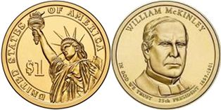 США монета 1 доллар 2013 Мак-Кинли