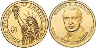 США монета 1 доллар 2014 Гардинг