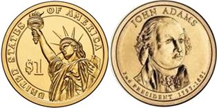 США монета 1 доллар 2007 Адамс