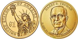 США монета 1 доллар 2015 Трумэн