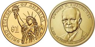 США монета 1 доллар 2015 Эйзенхауэр
