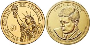 США монета 1 доллар 2015 Кеннеди