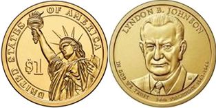 США монета 1 доллар 2015 Джонсон