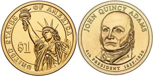 США монета 1 доллар 2008 Адамс
