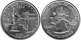 США монета квотер штаты США2001