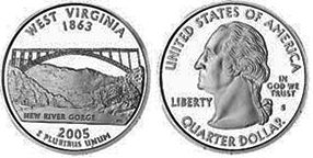 США монета квотер штаты США2005