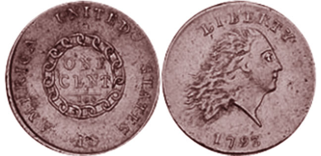 США монета 1 цент 1793