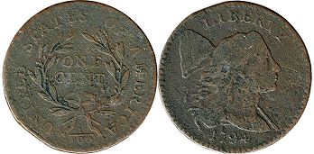США монета 1 цент 1794