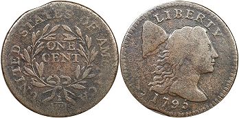 США монета 1 цент 1795