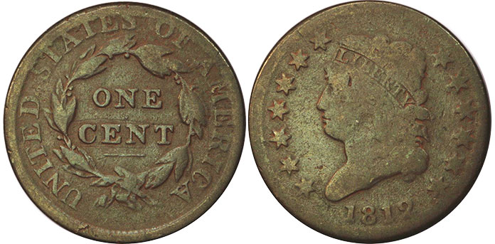 США монета 1 цент 1812