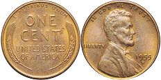 США монета 1 цент 1955