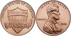 США монета 1 цент 2010