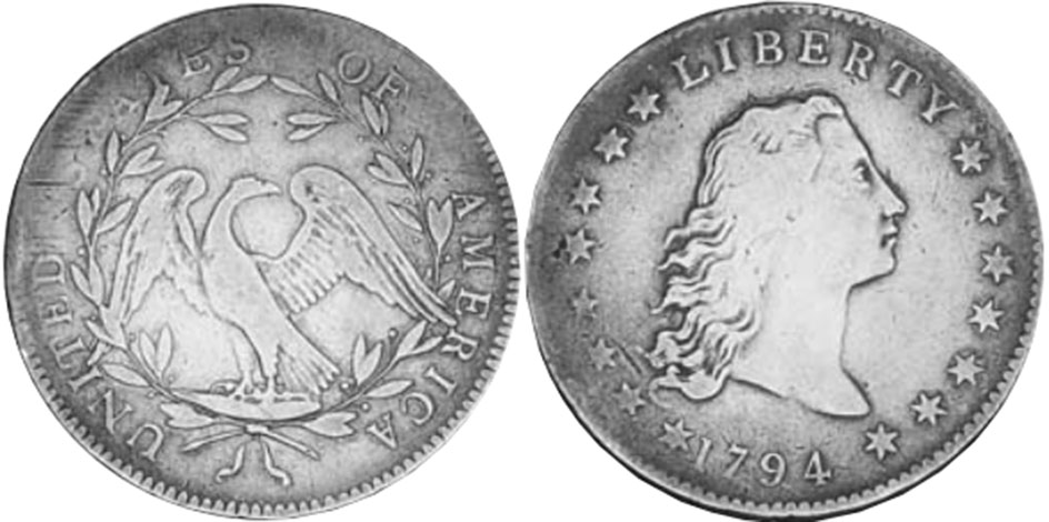 США монета 1 доллар 1794