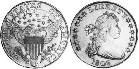 США монета 1 доллар 1802