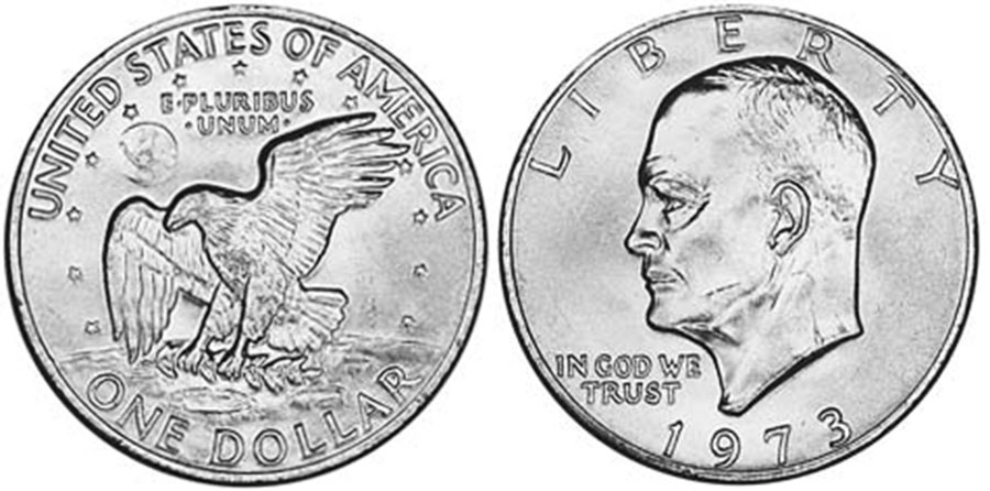 США монета 1 доллар 1973