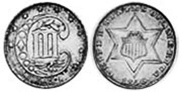 США монета 3 цента 1854