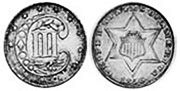 США монета 3 цента 1854