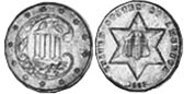 США монета 3 цента 1862