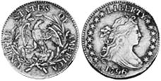 США монета дайм 1796