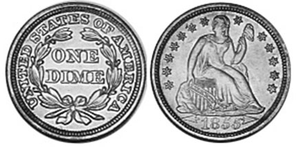 США монета 1855